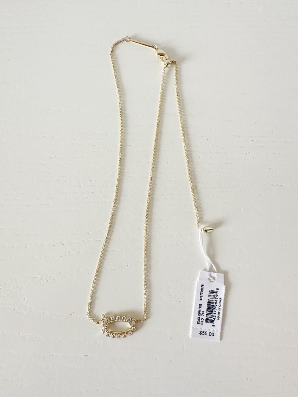 NWT Kendra Scott Elisa Open Frame Crystal Pendant Necklace in Gold - Picture 3 of 6